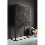Stylish Oak and Teak Cabinet with Intricate Iron Base - Modern Storage Solution for Your Home hsxz-2189