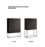 Stylish Oak and Teak Cabinet with Intricate Iron Base - Modern Storage Solution for Your Home hsxz-2189