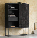 Stylish Oak and Teak Cabinet with Intricate Iron Base - Modern Storage Solution for Your Home hsxz-2189