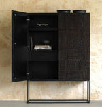 Stylish Oak and Teak Cabinet with Intricate Iron Base - Modern Storage Solution for Your Home hsxz-2189