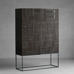 Stylish Oak and Teak Cabinet with Intricate Iron Base - Modern Storage Solution for Your Home hsxz-2189
