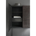 Stylish Oak and Teak Cabinet with Intricate Iron Base - Modern Storage Solution for Your Home hsxz-2189