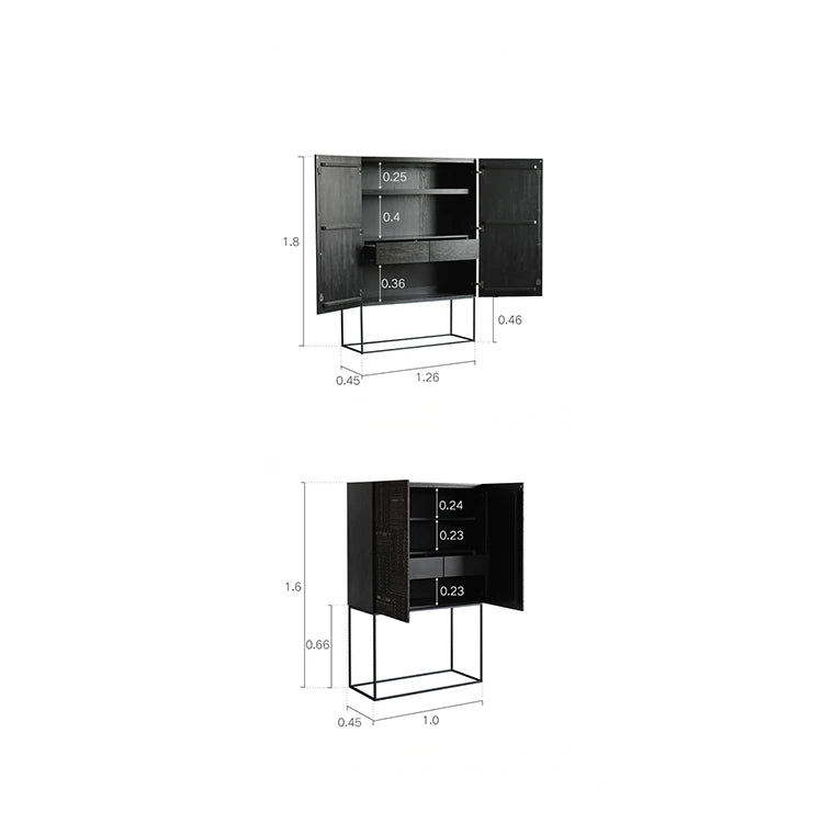 Stylish Oak and Teak Cabinet with Intricate Iron Base - Modern Storage Solution for Your Home hsxz-2189