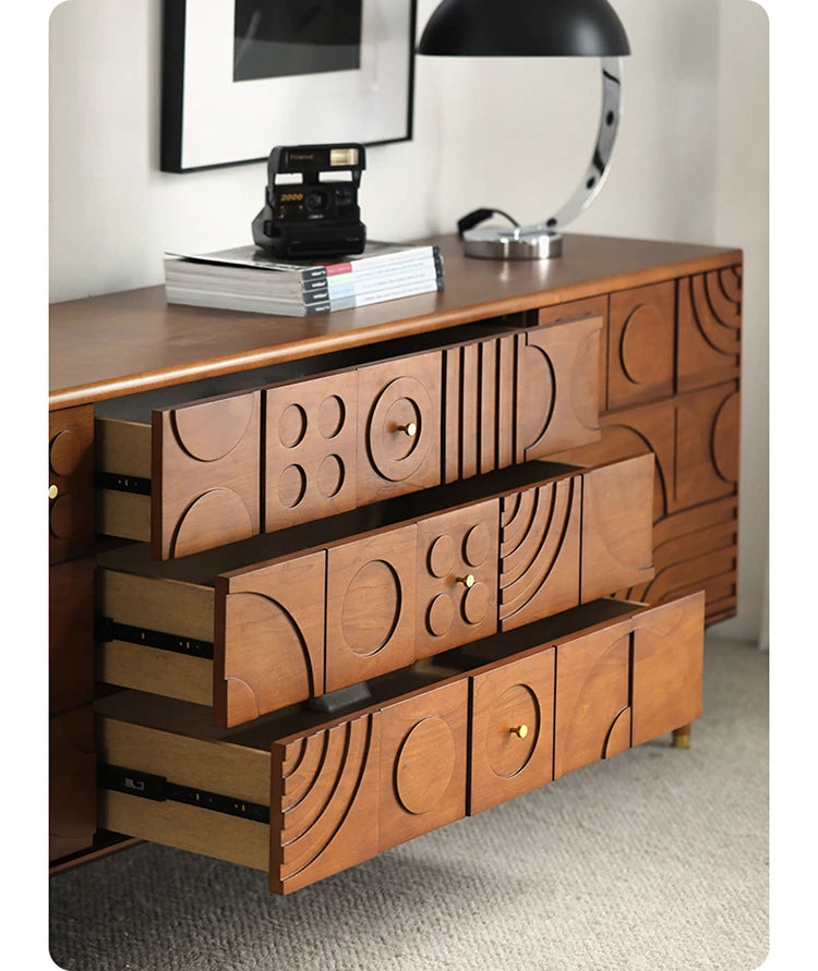 Stylish Solid Wood Cabinet with Unique Geometric Design - Perfect for Home Organization! hsxz-2191