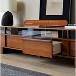 Stylish Solid Wood TV Cabinet with Glass Doors - Modern and Functional Living Room Furniture hsxz-2193