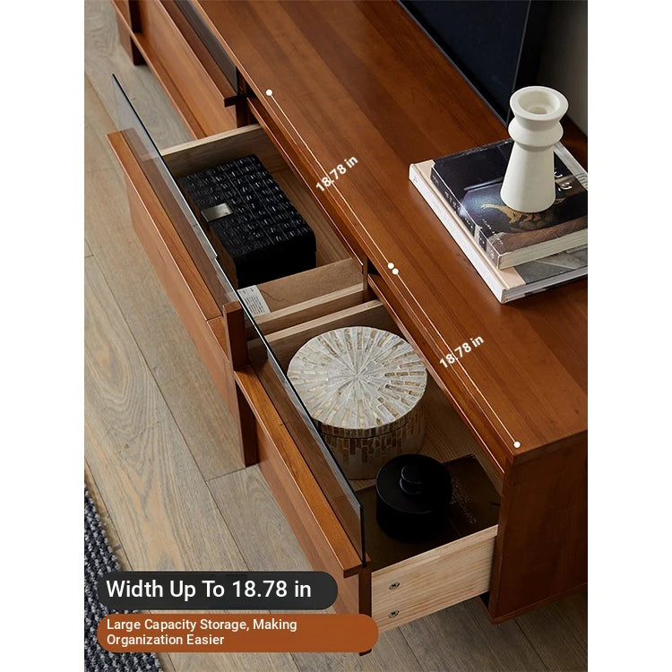 Stylish Solid Wood TV Cabinet with Glass Doors - Modern and Functional Living Room Furniture hsxz-2193