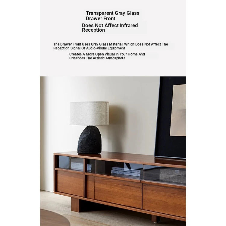 Stylish Solid Wood TV Cabinet with Glass Doors - Modern and Functional Living Room Furniture hsxz-2193