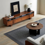 Stylish Solid Wood TV Cabinet with Glass Doors - Modern and Functional Living Room Furniture hsxz-2193