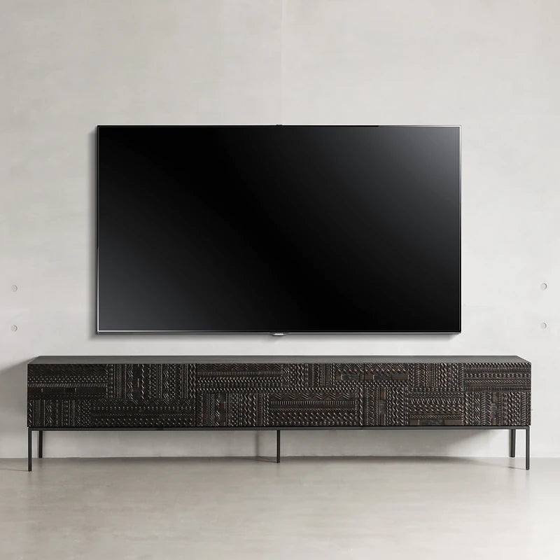 Stylish Teak and Metal TV Cabinet with Unique Design – Perfect for Modern Living Spaces hsxz-2194