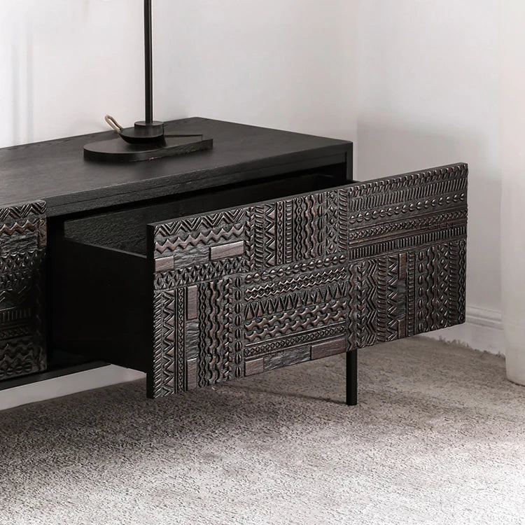 Stylish Teak and Metal TV Cabinet with Unique Design – Perfect for Modern Living Spaces hsxz-2194