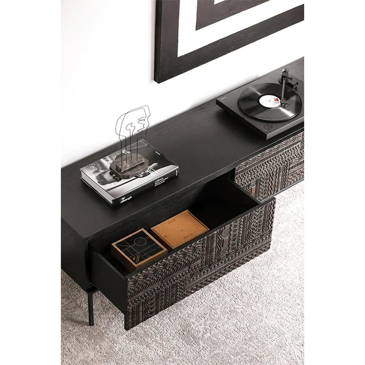 Stylish Teak and Metal TV Cabinet with Unique Design – Perfect for Modern Living Spaces hsxz-2194