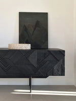 Stylish Teak TV Cabinet with Multi-layer Board and Carbon Steel Legs - Modern Home Entertainment Center hsxz-2195