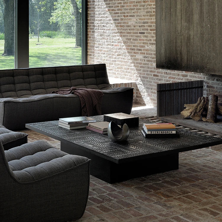 Stylish Teak Tea Table with Multi-layer and Density Board – Modern Living Room Centerpiece hsxz-2196