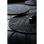 Stylish Round Teak and Metal Tea Table with Intricate Pattern Design - Modern Coffee Table for Living Room hsxz-2197