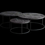 Stylish Round Teak and Metal Tea Table with Intricate Pattern Design - Modern Coffee Table for Living Room hsxz-2197