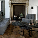 Stylish Round Teak and Metal Tea Table with Intricate Pattern Design - Modern Coffee Table for Living Room hsxz-2197