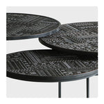 Stylish Round Teak and Metal Tea Table with Intricate Pattern Design - Modern Coffee Table for Living Room hsxz-2197