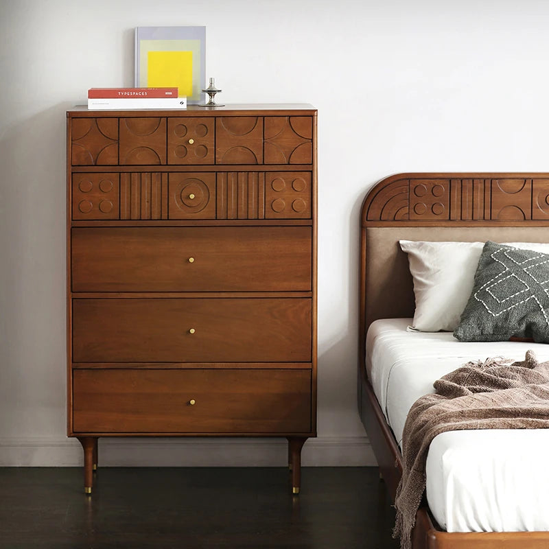 Stylish Solid Wood Cabinet with Unique Design - Multi-layer & Metal Density Board Storage Solution for Modern Homes hsxz-2199