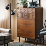 Stylish Solid Wood Cabinet with Unique Design - Multi-layer & Metal Density Board Storage Solution for Modern Homes hsxz-2199