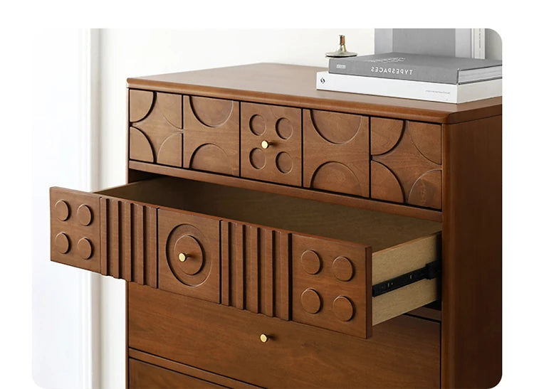 Stylish Solid Wood Cabinet with Unique Design - Multi-layer & Metal Density Board Storage Solution for Modern Homes hsxz-2199