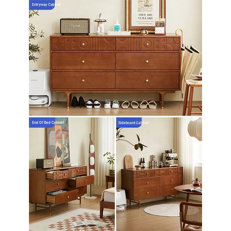 Elegant Cherry Wood Cabinet with Multi-Layer Board and Tung Wood Finish - Stylish Storage Solution for Modern Homes hsxz-2200
