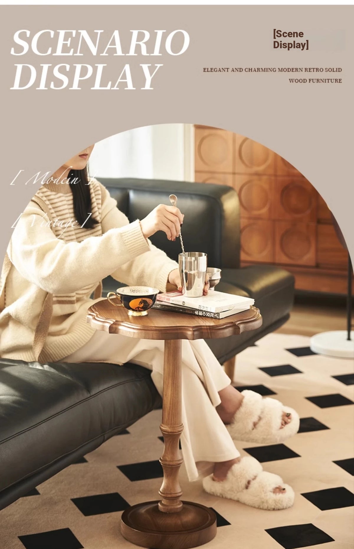 Elegant Ash Wood Tea Table - Stylish Centerpiece for Living Room Decor hsysg-4964