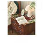 Stylish Ash Wood Bedside Cupboard with Decorative Drawers for Modern Bedrooms hsysg-4966