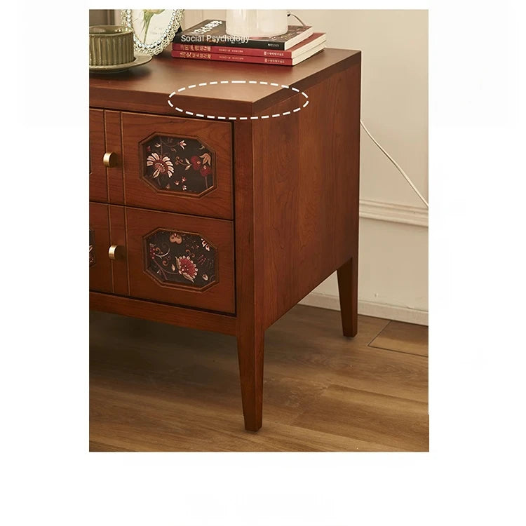 Stylish Ash Wood Bedside Cupboard with Decorative Drawers for Modern Bedrooms hsysg-4966