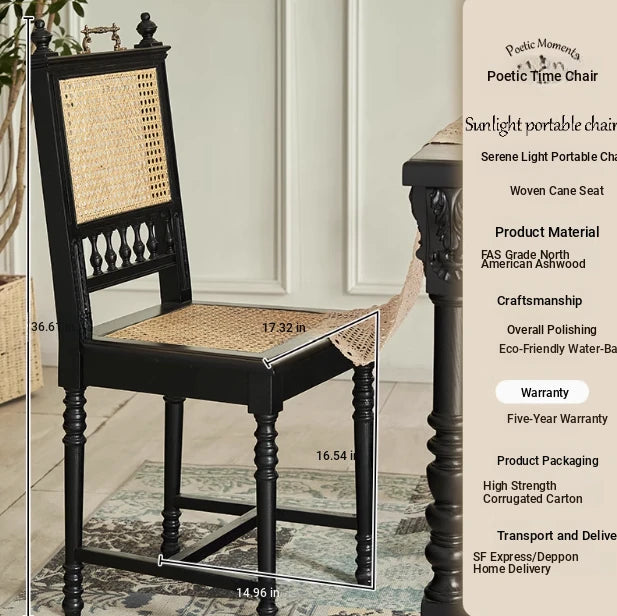 Elegant Ash Wood Chair with Rattan Weaving - Timeless Design for Your Home hsysg-4967
