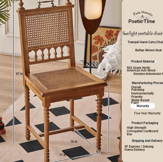 Elegant Ash Wood Chair with Rattan Weaving - Timeless Design for Your Home hsysg-4967