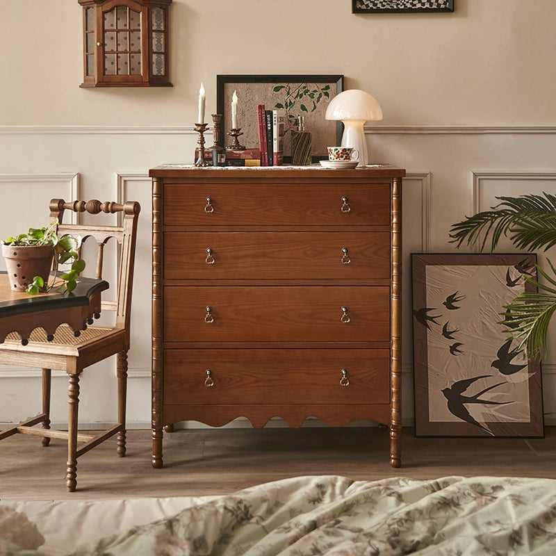 Elegant Ash Wood Multi-Layer Cabinet with 4 Drawers – Timeless Storage Solution for Your Home hsysg-4968