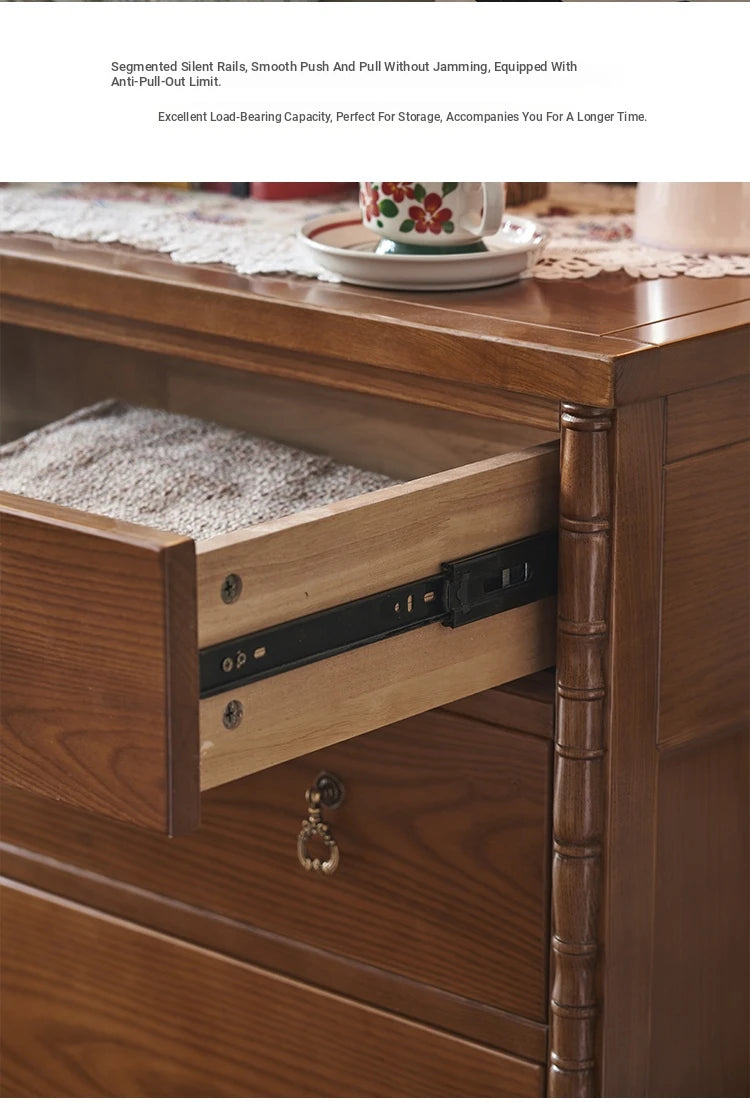 Elegant Ash Wood Multi-Layer Cabinet with 4 Drawers – Timeless Storage Solution for Your Home hsysg-4968