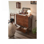 Elegant Ash Wood Multi-Layer Cabinet with 4 Drawers – Timeless Storage Solution for Your Home hsysg-4968