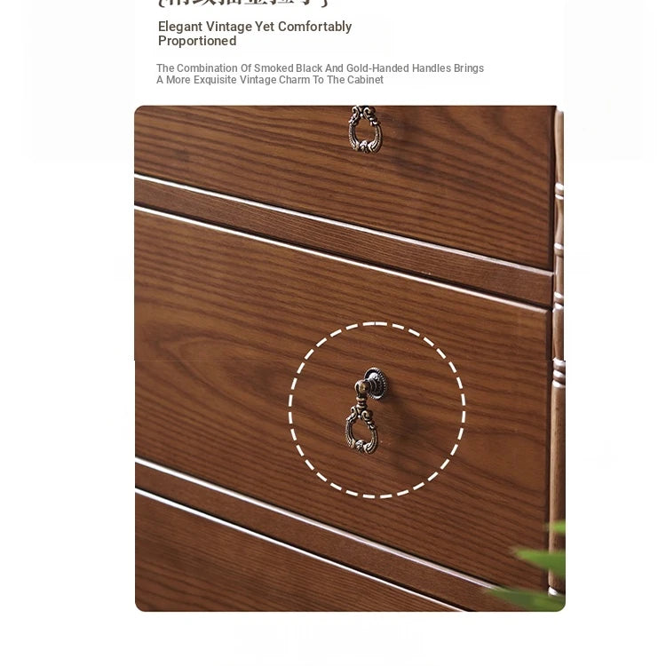 Elegant Ash Wood Multi-Layer Cabinet with 4 Drawers – Timeless Storage Solution for Your Home hsysg-4968
