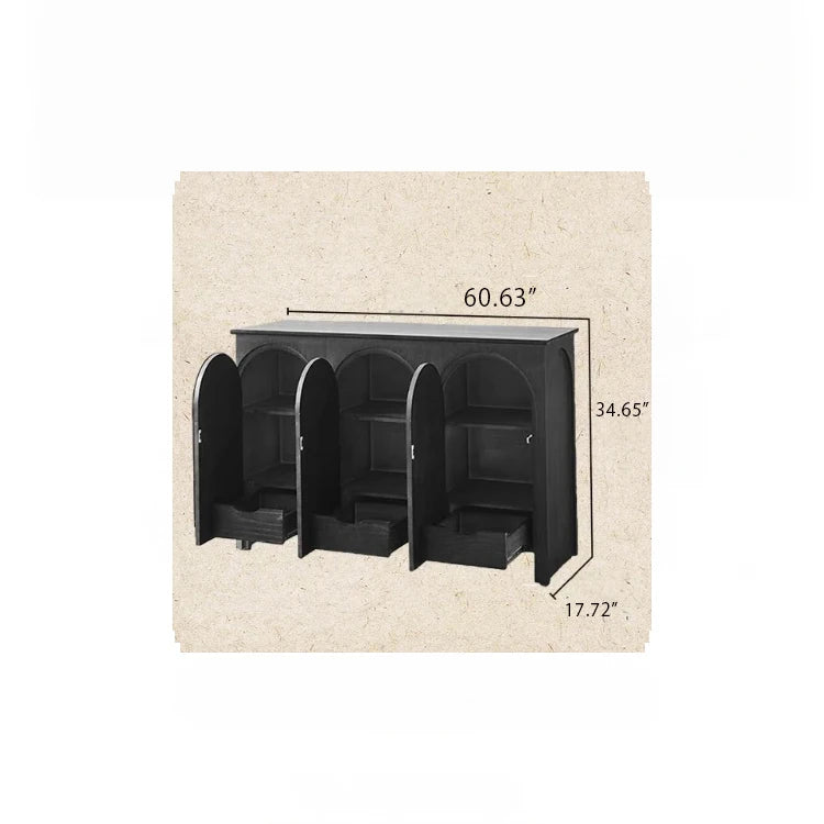 Elegant Ash Wood Multi-Layer Cabinet with Arch Design – Perfect for Modern Home Décor hsysg-4969