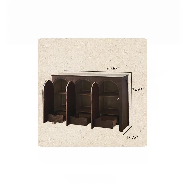 Elegant Ash Wood Multi-Layer Cabinet with Arch Design – Perfect for Modern Home Décor hsysg-4969