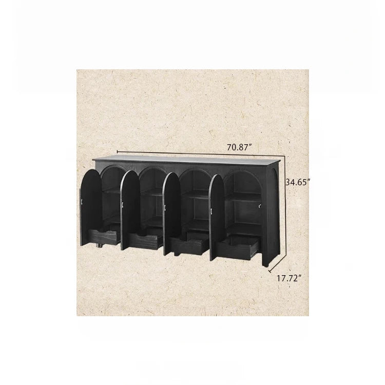 Elegant Ash Wood Multi-Layer Cabinet with Arch Design – Perfect for Modern Home Décor hsysg-4969