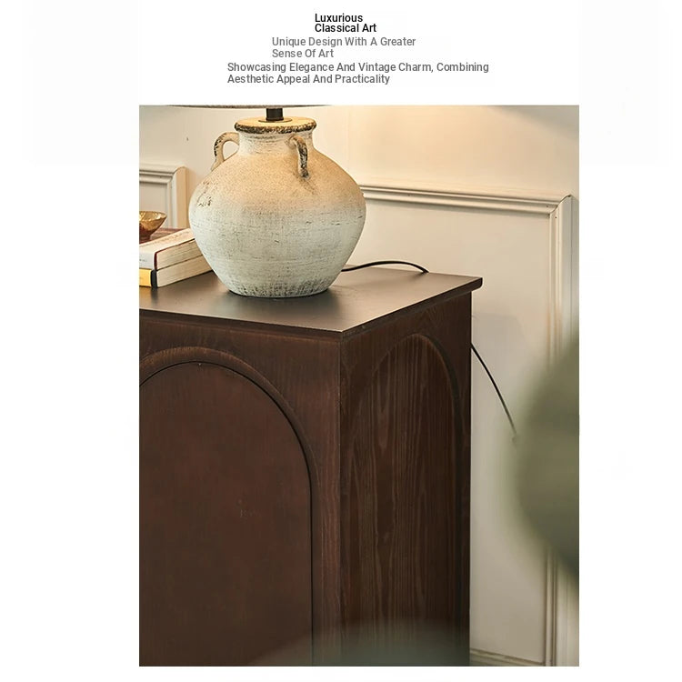 Elegant Ash Wood Multi-Layer Cabinet with Arch Design – Perfect for Modern Home Décor hsysg-4969