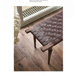 Elegant Ash Wood and Synthetic Leather Stool – Stylish Woven Design for Modern Interiors hsysg-4970