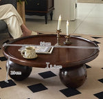 Stylish Round Ash Wood Tea Table with Unique Ball Legs – Perfect Living Room Centerpiece hsysg-4971