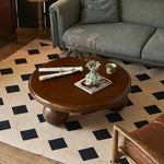 Stylish Round Ash Wood Tea Table with Unique Ball Legs – Perfect Living Room Centerpiece hsysg-4971