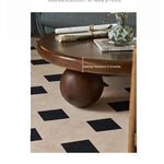 Stylish Round Ash Wood Tea Table with Unique Ball Legs – Perfect Living Room Centerpiece hsysg-4971