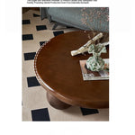 Stylish Round Ash Wood Tea Table with Unique Ball Legs – Perfect Living Room Centerpiece hsysg-4971