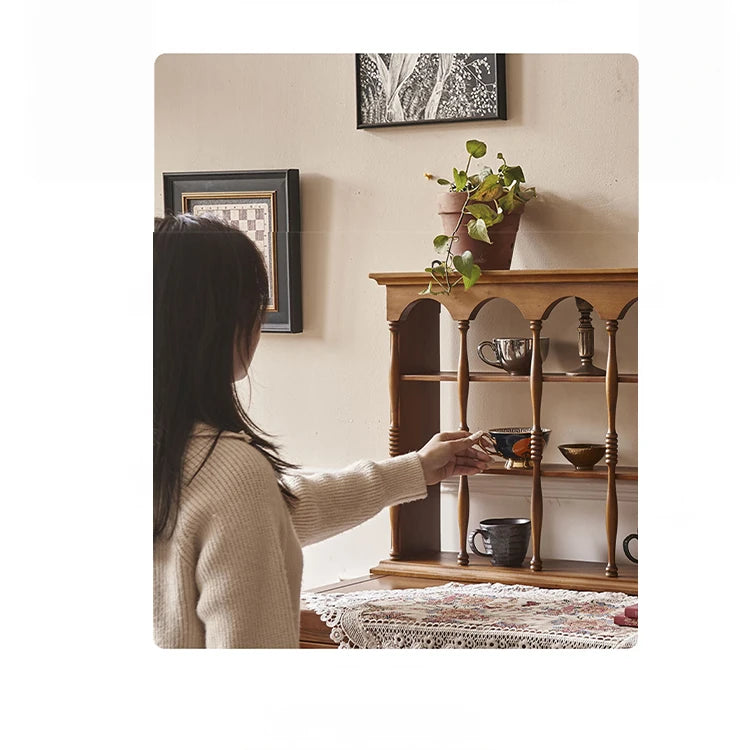 Elegant Ash Wood Storage Rack – Stylish Display Shelves for Kitchen or Living Room Décor hsysg-4977