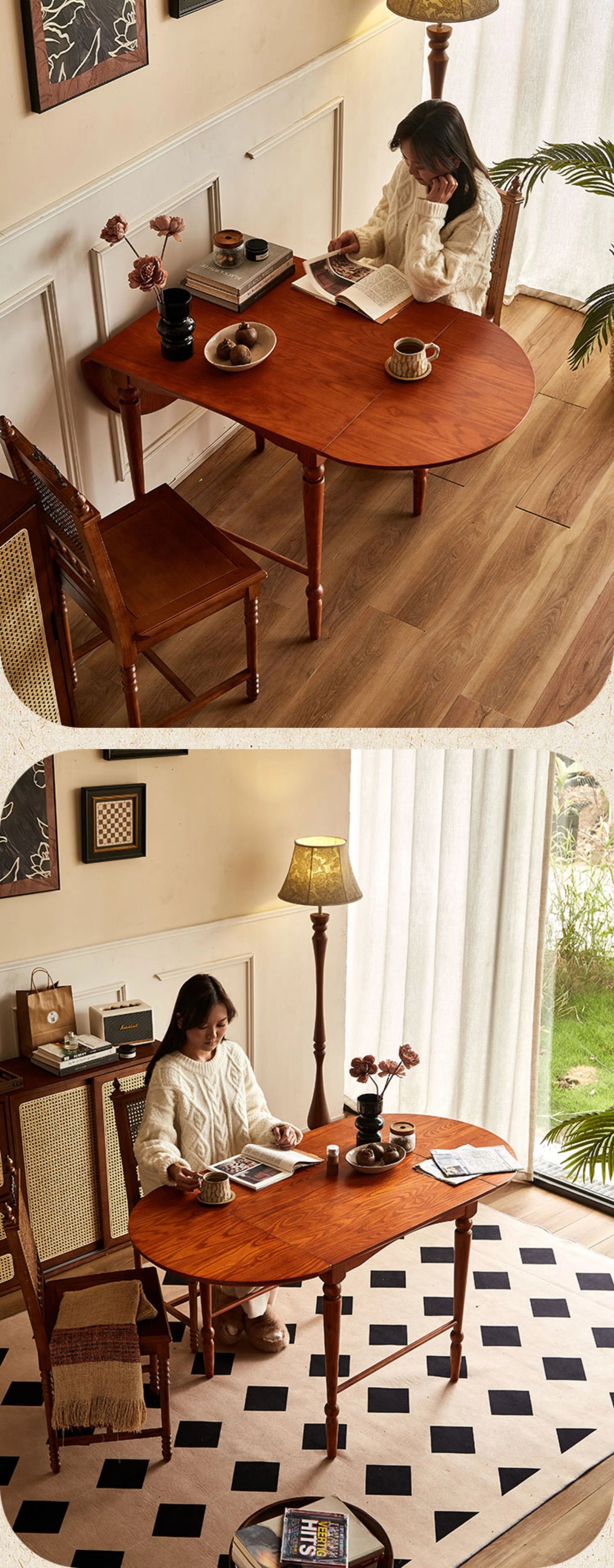 Elegant Ash Wood Dining Table - Classic Design for Cozy Living Spaces hsysg-4978