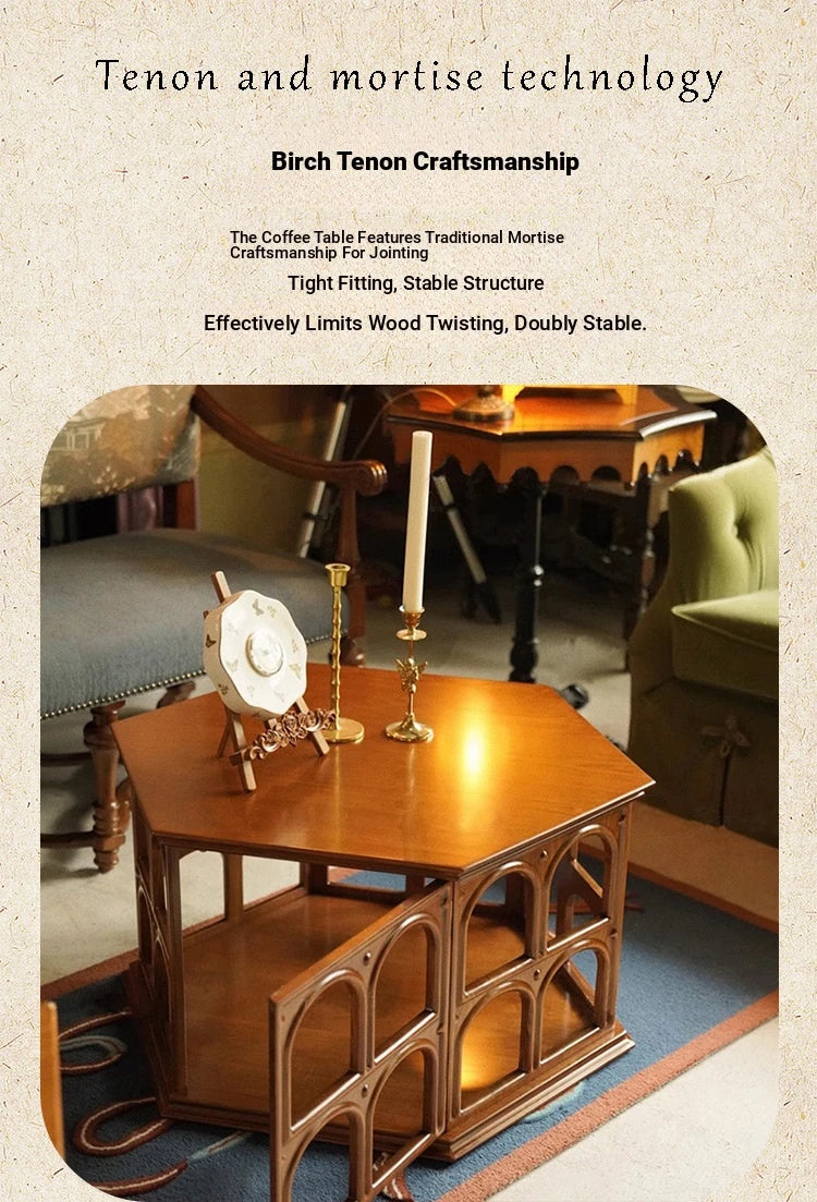 Elegant Hexagonal Ash Wood Tea Table - Unique Design for Stylish Living Spaces hsysg-4980