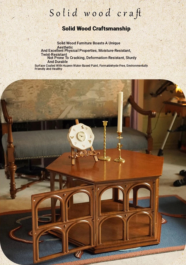 Elegant Hexagonal Ash Wood Tea Table - Unique Design for Stylish Living Spaces hsysg-4980