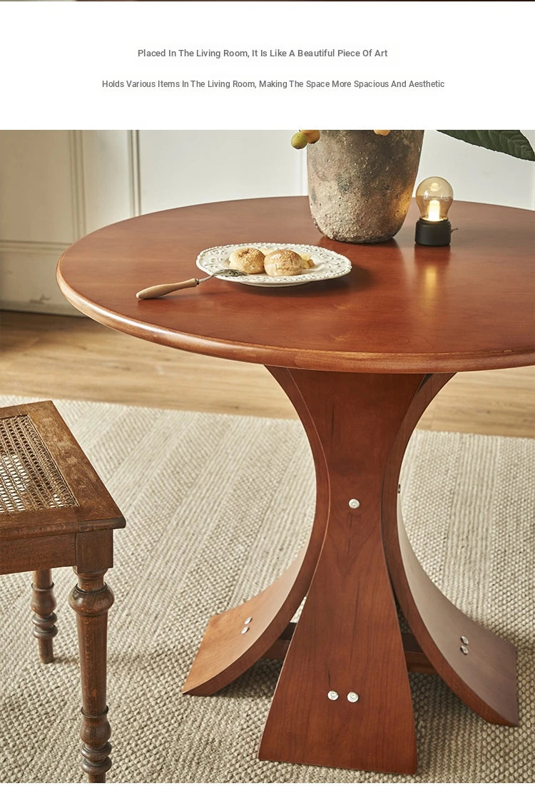 Stylish Round Ash Wood Dining Table with Unique Base Design for Modern Homes hsysg-4981