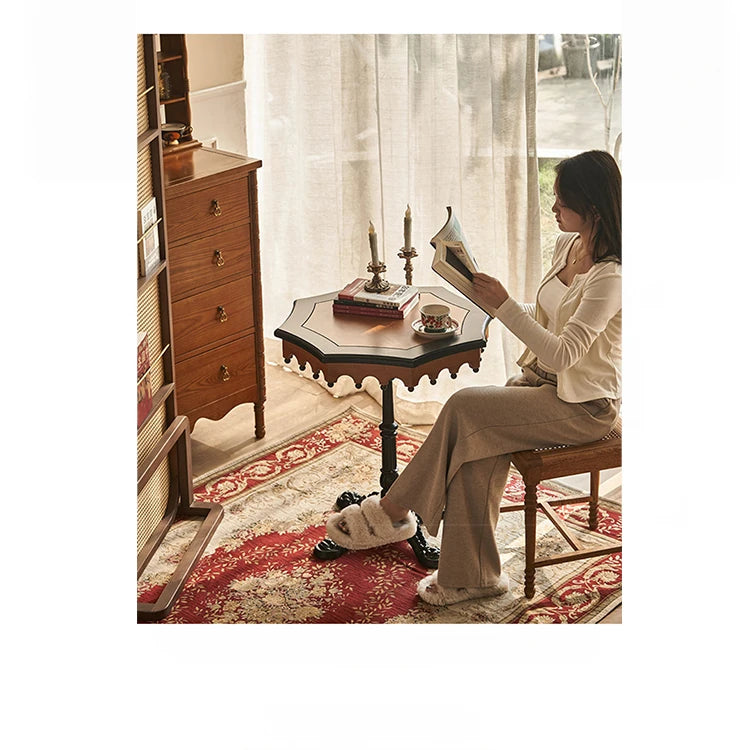 Elegant Ash Wood Table with Intricate Detailing for Living Room or Study hsysg-4982