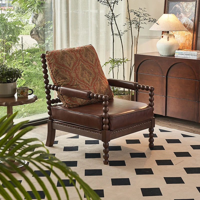 Stylish Ash Wood Chair with PU Leather and Cotton-Ramie Cushion - Perfect for Modern Living Spaces hsysg-4983